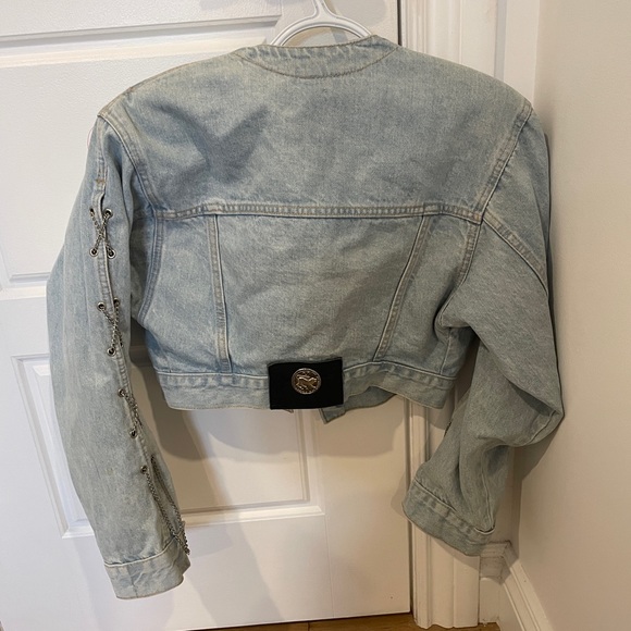 Vintage 90s Santana parasuco jean denim jacket with chain detail - Picture 2 of 12